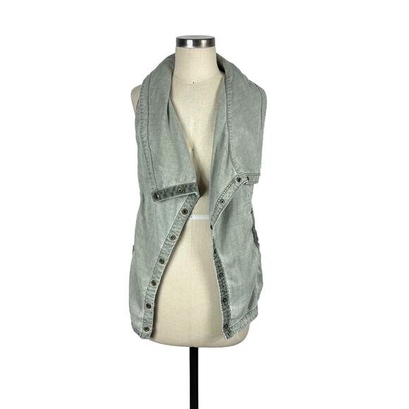 MARRAKECH Tombolo Green Utility Vest Women's Size Small Button Front Snap Boho - Picture 1 of 6